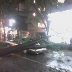 Car crushed in Tokyo typhoon