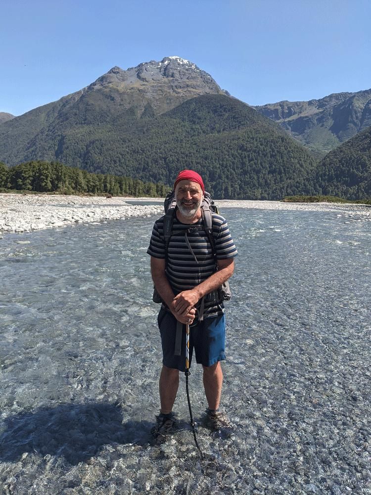 Crossing one of the many South Island rivers